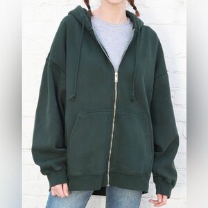 Brandy Melville Forrest Green Christy Zip Up Hoodie